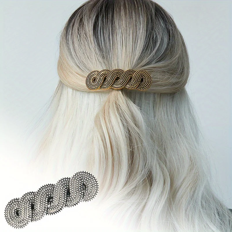 1pc Retro Alloy Twisted Line Oval Spring Clip Ladies Half-tied Hair on The Back of The Head Dress Up Hair Accessories