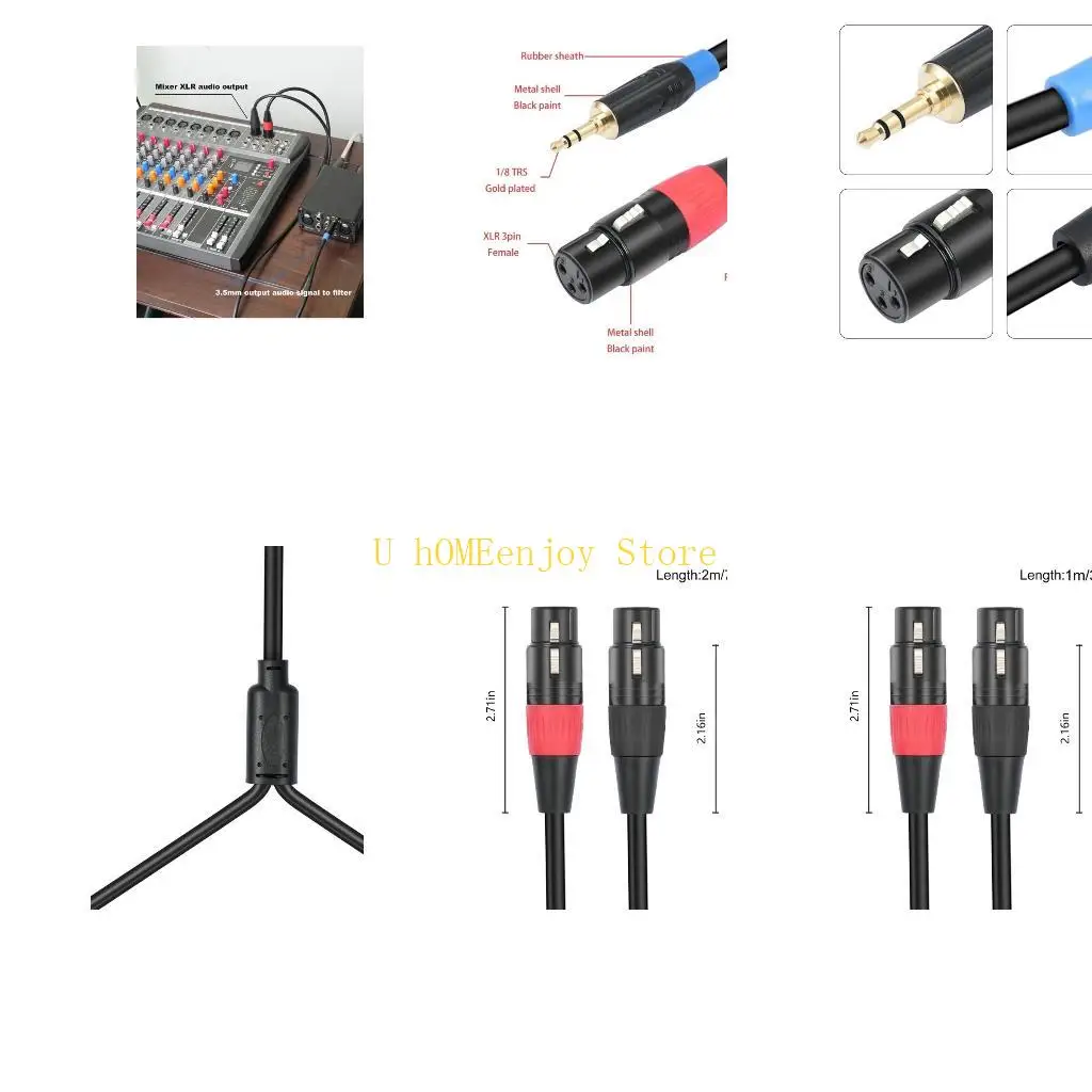 

B0KF Flexible Y Splitters Cable 1/8Inch Double Microphones to 3.5mm Stereo Mic Cord