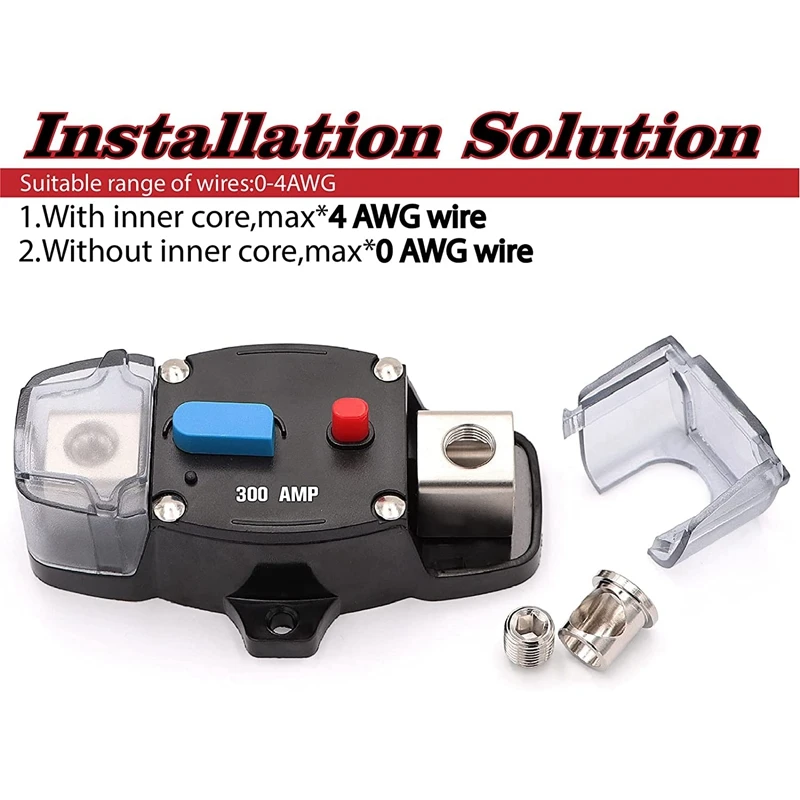 ABGR-12-48V DC Circuit Breaker พร้อมรีเซ็ตด้วยตนเอง, 0-8 Gauge Trolling รถสเตอริโออินไลน์ฟิวส์สําหรับรถ Rv Marine