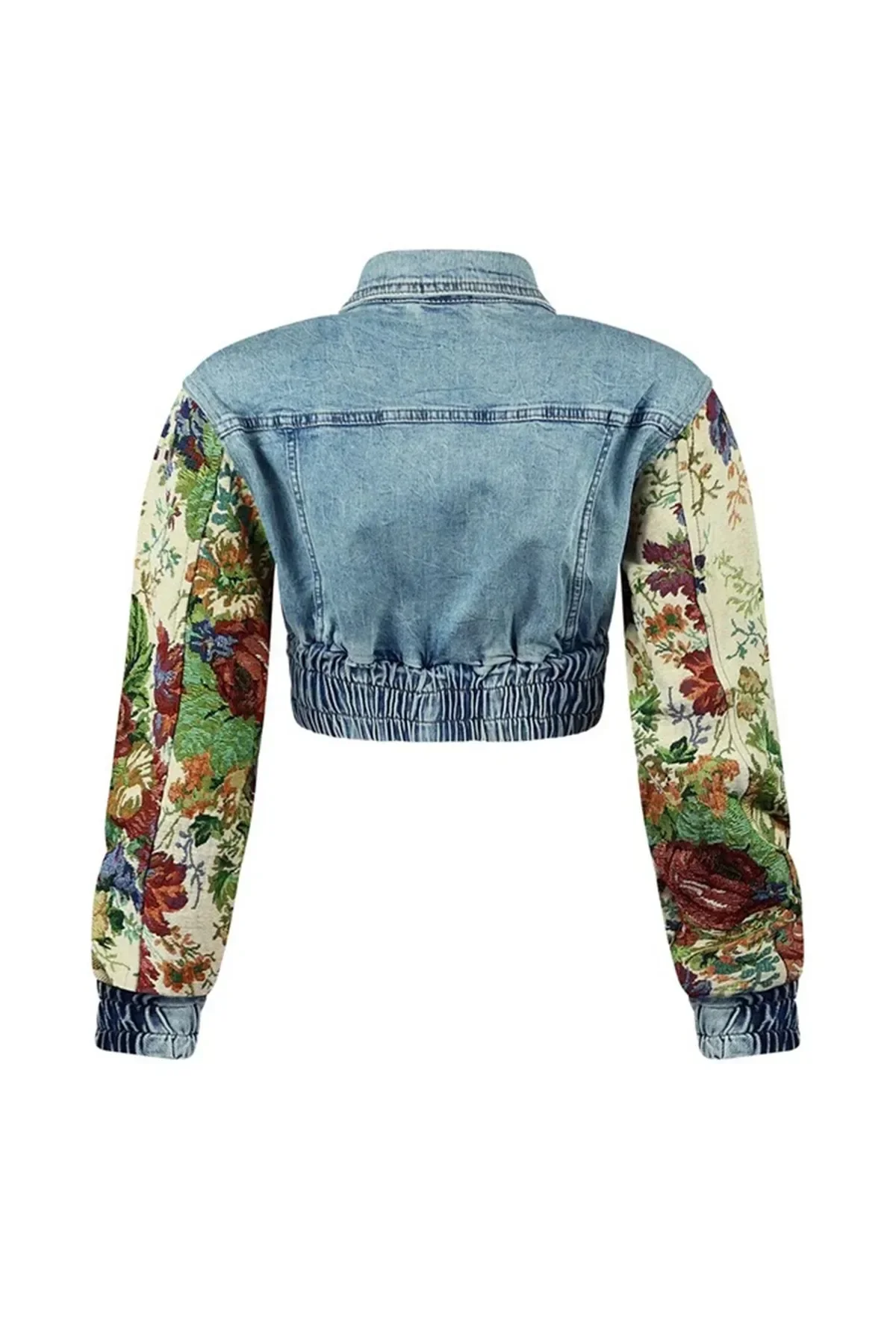 Denim Women\'s Set Floral Patchwork Full Sleeve Button Fly Jacket and Ripped Jeans Pants Suit 2024 Two 2 Piece Set Outfit