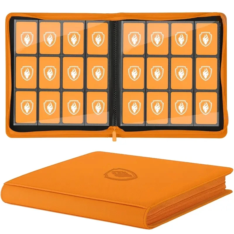 Trading Card Binder 12 vakjes, ritssluiting, kaartenalbum voor 480 kaarten, premium lederen kaartenmap voor TCG/Game/Sportkaarten - afbeelding 1