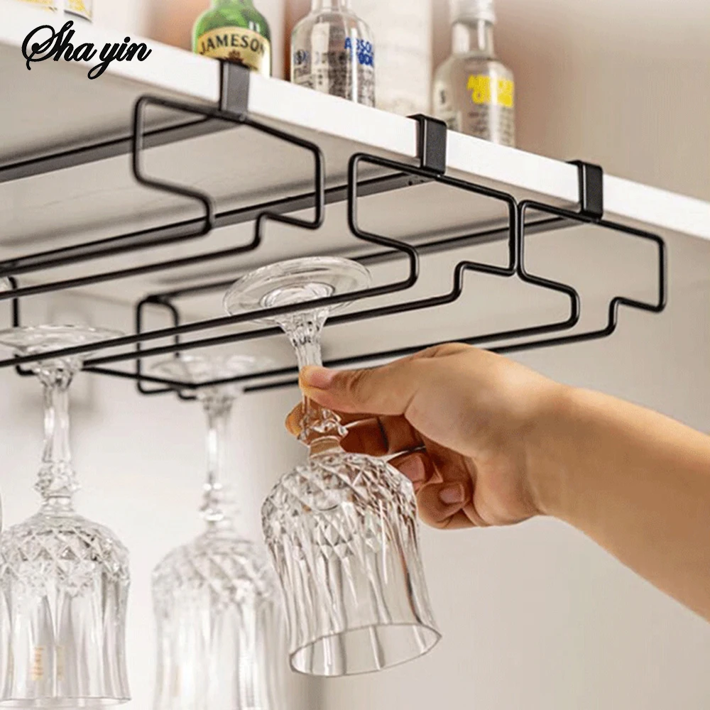 Hanging Red Wine Glass Storage Rack, Home High Footed Cup Storage Rack Without Punching Holes Inverted Drain Rack Organizer