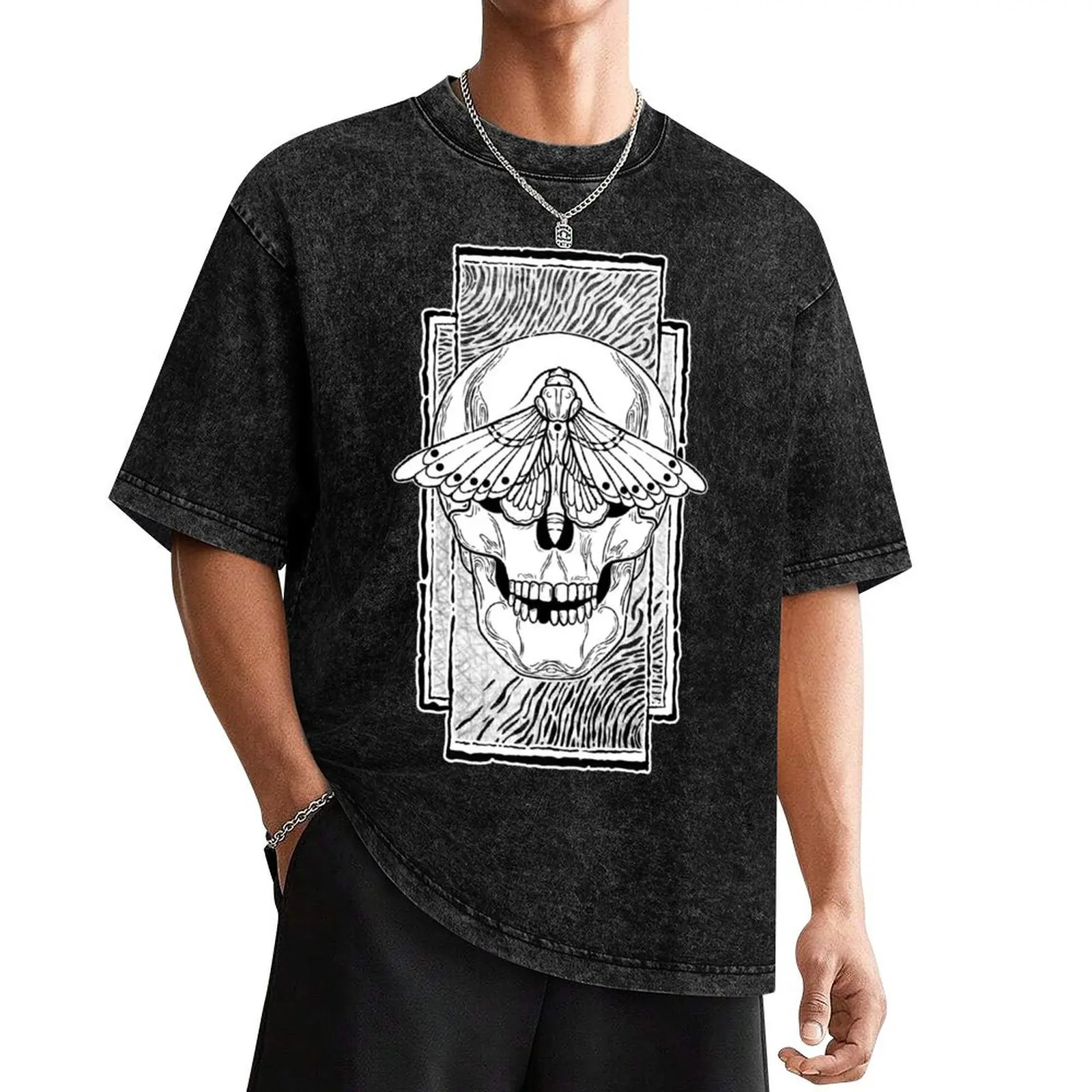 Skull and Moth T-Shirt graphic shirts tops designer shirts oversized t shirts for men