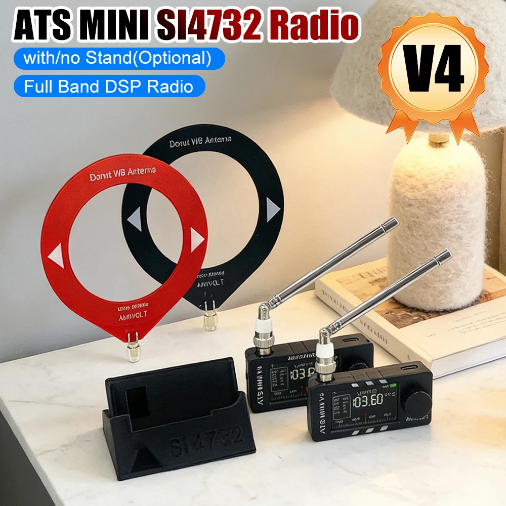 AMNVOLT V4 ATS MINI Radio SI4732 DSP Radio mit Kopfhörerverstärker Vollband DSP Radio FM AM SSB LSB USB Mini-Radioempfänger