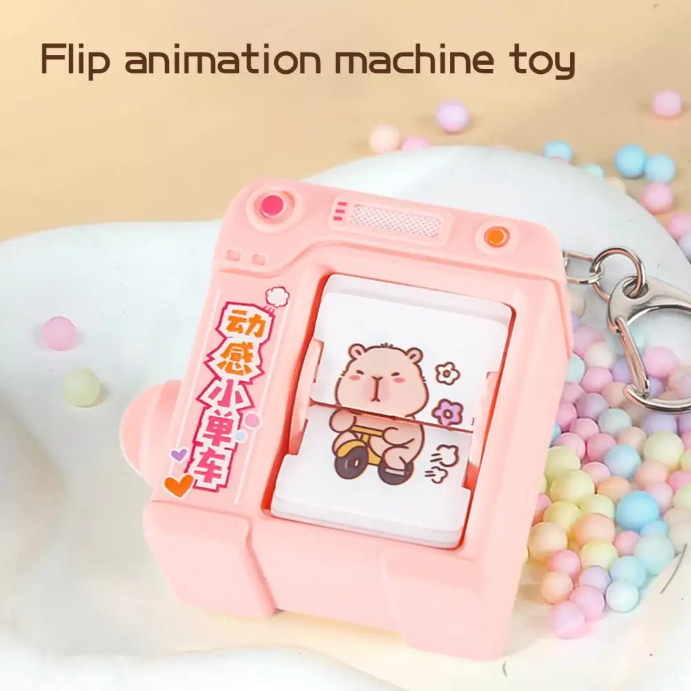 

Page Turning Animation Machine Toy Lanyard Design Flip Book Toy Page Turning Key Chain Toy with Spin Reels Swing for Students