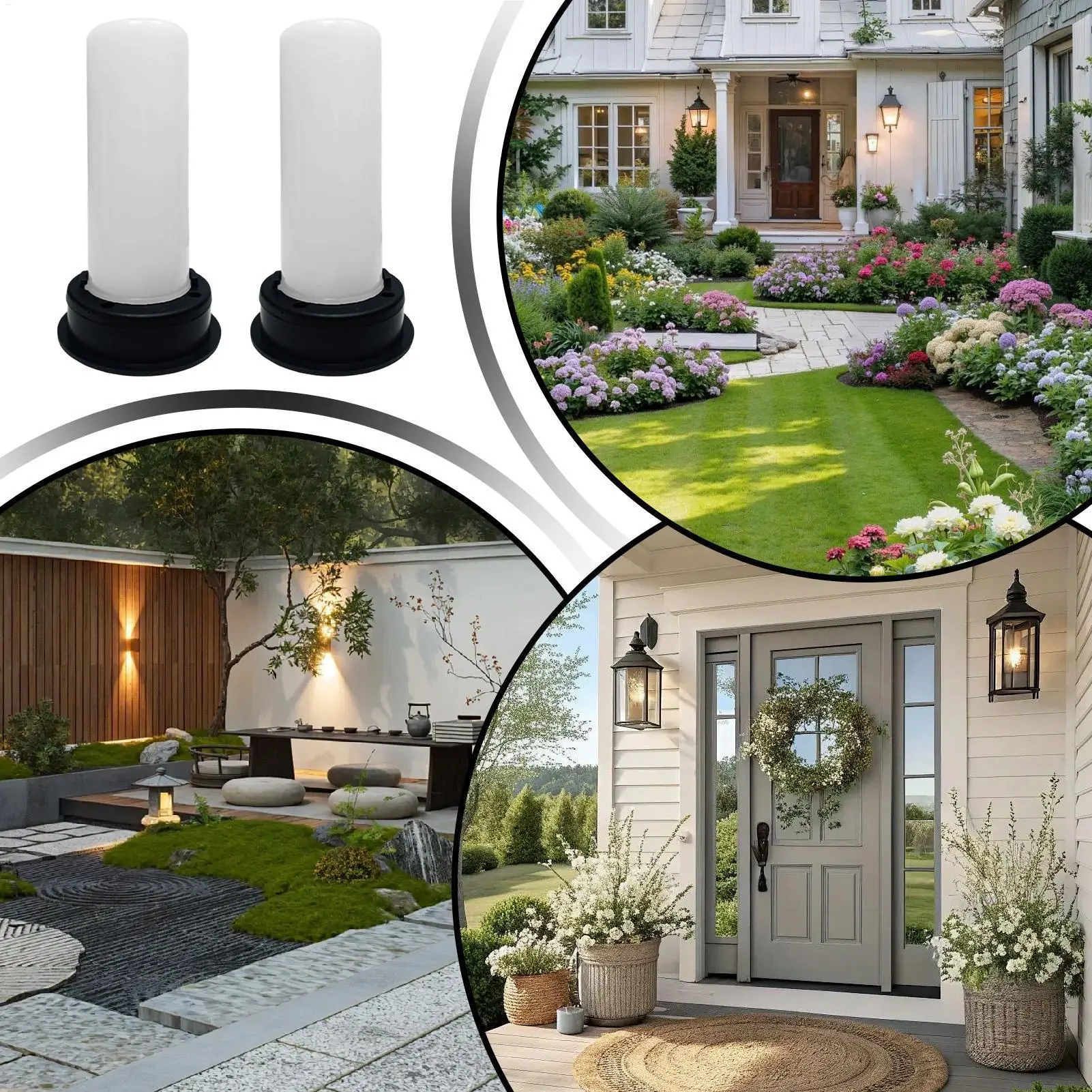 Solar Flame Lights 2 Pieces Waterproof Realistic LED Flame Lamp House Solar Light For Patio Lawn Driveway Backyard Porch