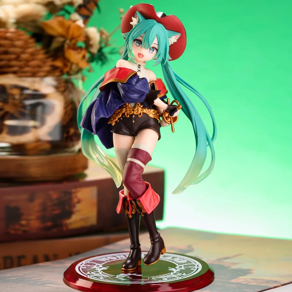 Hatsune Miku Desktop Niedliche Actionfigur Tale Wonderland Miku Der gestiefelte Kater Anime Figur Kawaii Mädchen Modell Spielzeug Entzückendes Dekor