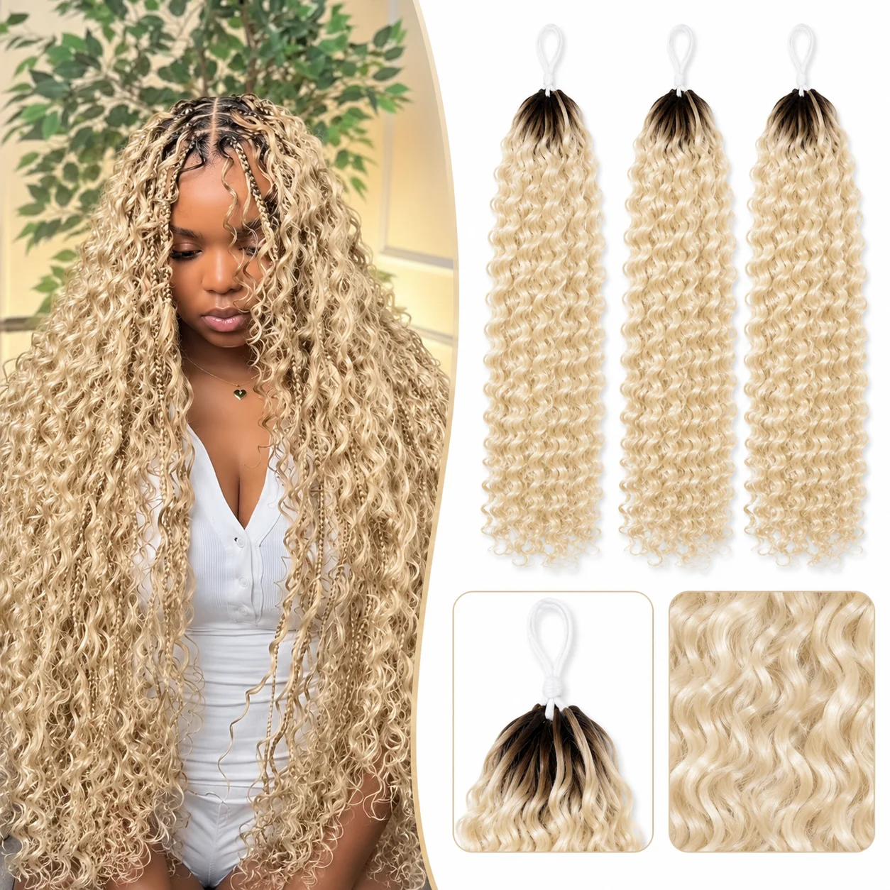 Crochet Braiding Hair - Miracle Knots 613 Color Blonde Crochet