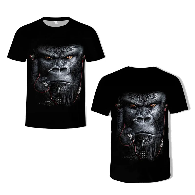 Summer New Style Kids Short Sleeve Tshirt Gorilla 3D Print Children Top Boys Girls TShirts Cartoon Casual  Shirt for Child