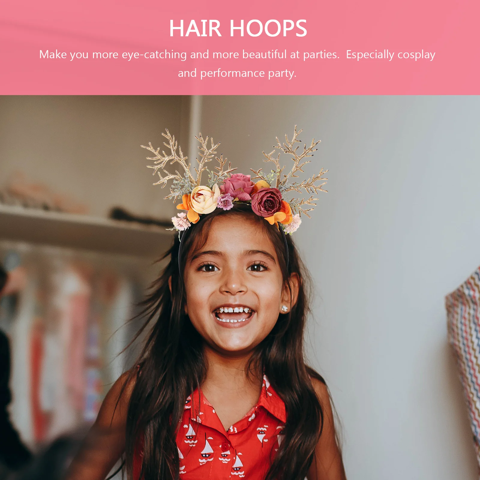 

Cute Antlers Headband Floral Tree Branch Design Holiday Party Hair Hoop Christmas Cosplay Costume Festival Photo Props