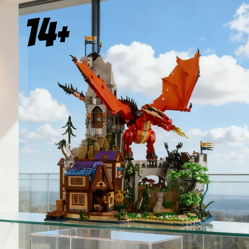 

3745pcs New Arrival Epic Red Dragon Battle Dungeons Dragons Medieval Castle Red Dragon Tale Building Block Christmas Gift
