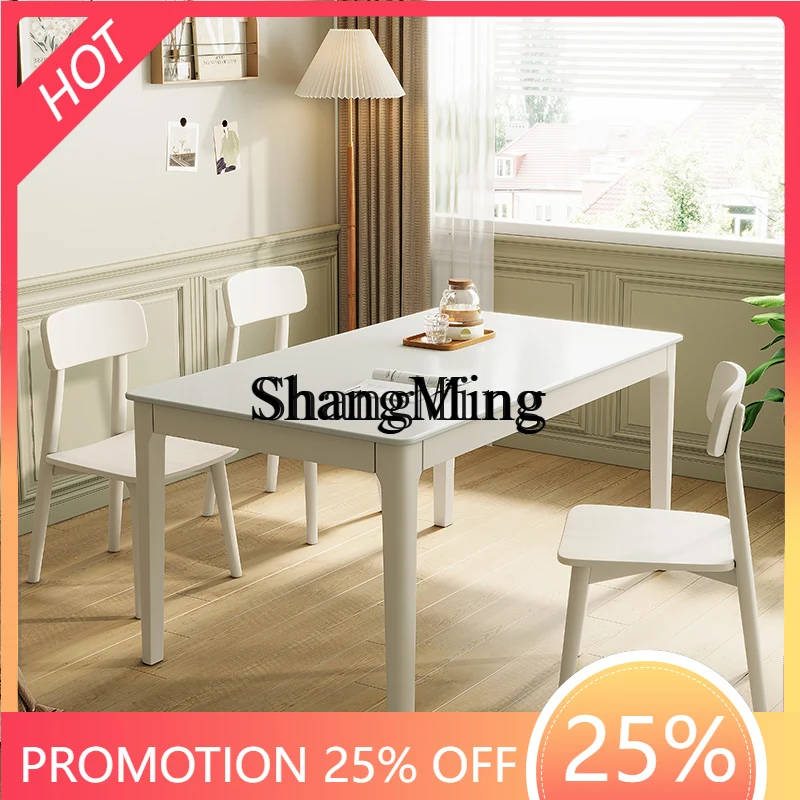 

FG good-looking rock slab dining table All solid wood rectangular dining table with chairs Modern simple dining table