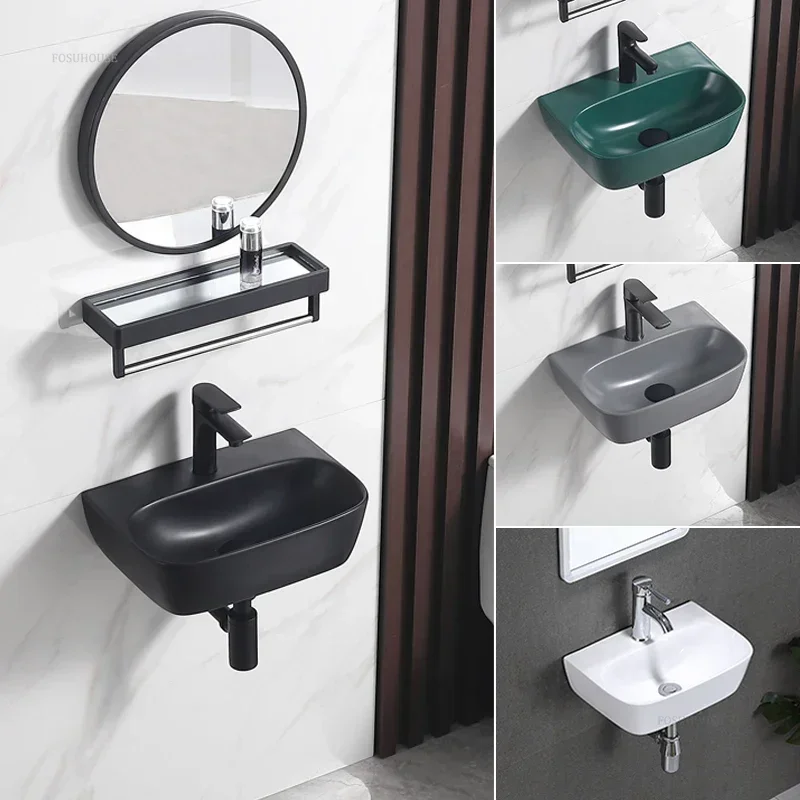 Керамические раковины для ванной комнаты для небольшой квартиры, умывальник для балкона, туалета, настенный умывальник, одинарная раковина, домашняя ванная комната, сантехника