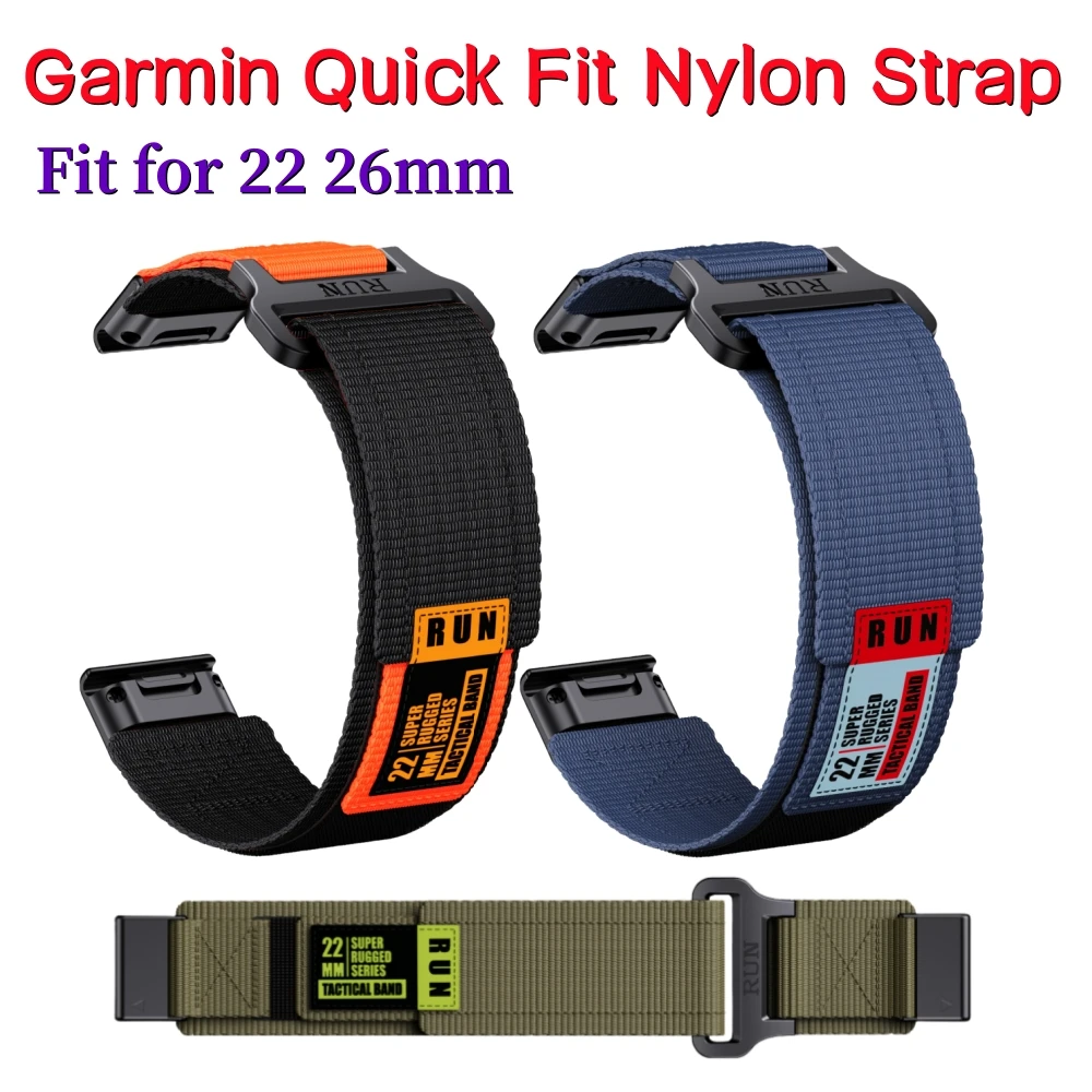 22 26mm Garmin Nylon Quick Fit Strap For Fenix5 5XPlus 6 6XPro 7 7XPro Sport Wristband Taxtix7 Watch Band Instinct1 2 Bracelet