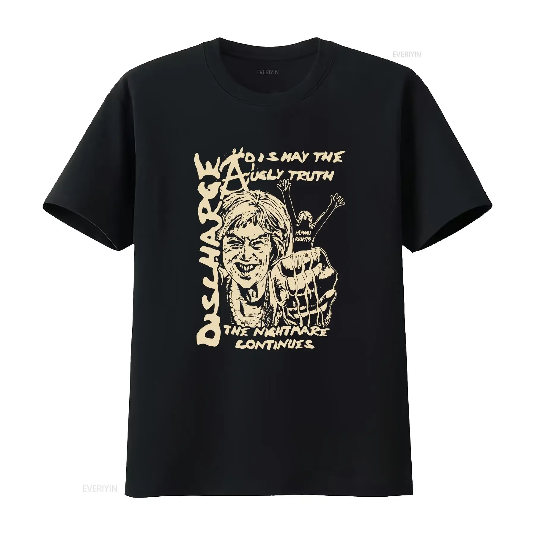 Discharge The Nightmare Continues Hardcore Punk Rock Band T Shirt Rare XL vintage Washed Stretched graphic Slightly Soft homme