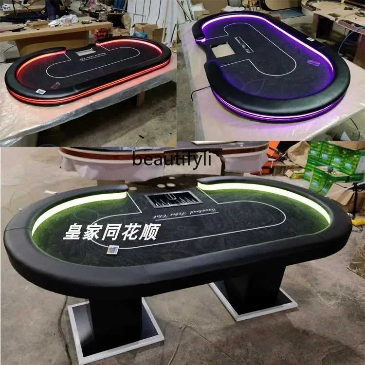 

smt7486 new New Texas Poker Table with Remote Control LED Lights Color Changeable More than Poker Table ss 7486