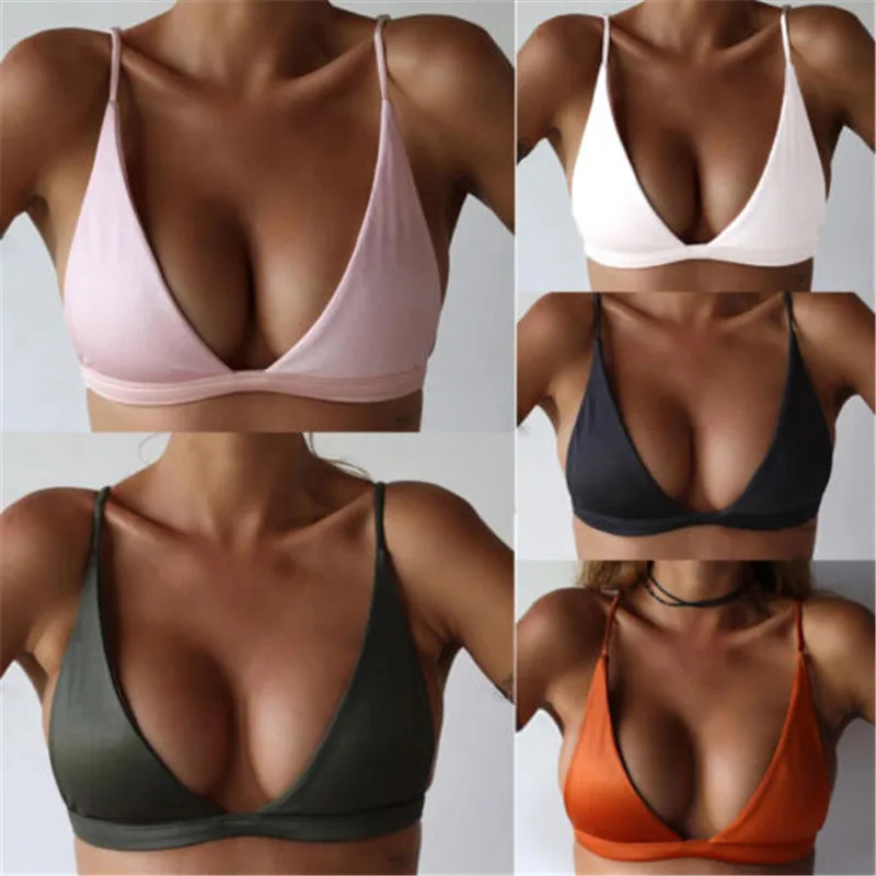 Bikini 2022 Women Tops Swimsuit Separates Bikini Bra Padded Solid Bandeau Push Up Retro Brazilian Women Biquin Swimwear Tops B4