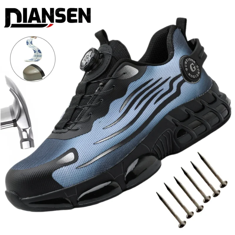 

Rotary Buckle Work Sneakers Protective Shoes Light weight Steel Toe Shoes Mining, Warehousing, Logging Work Safety Shoes
