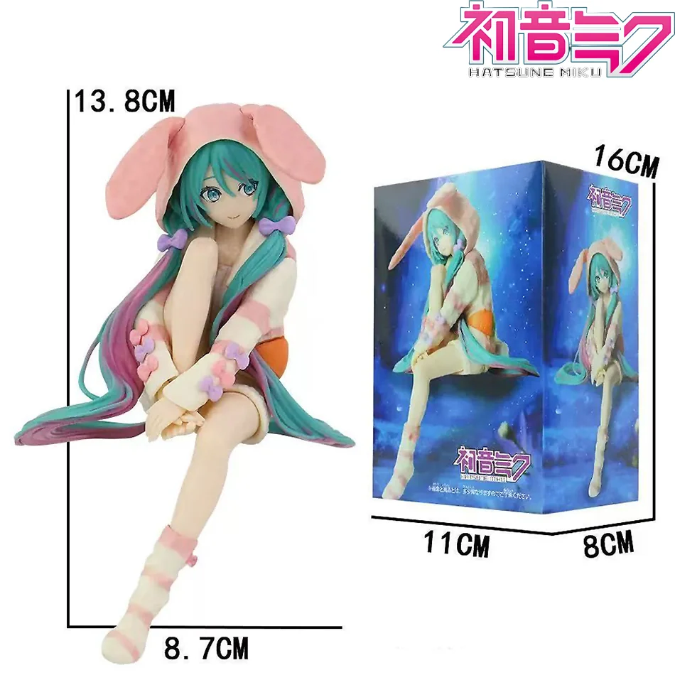 New In Stock Hatsune Miku Rabbit Ear Pajamas Collectible Anime Action Kwaii Miku Figures Model Toys Christmas Gifts - view 2