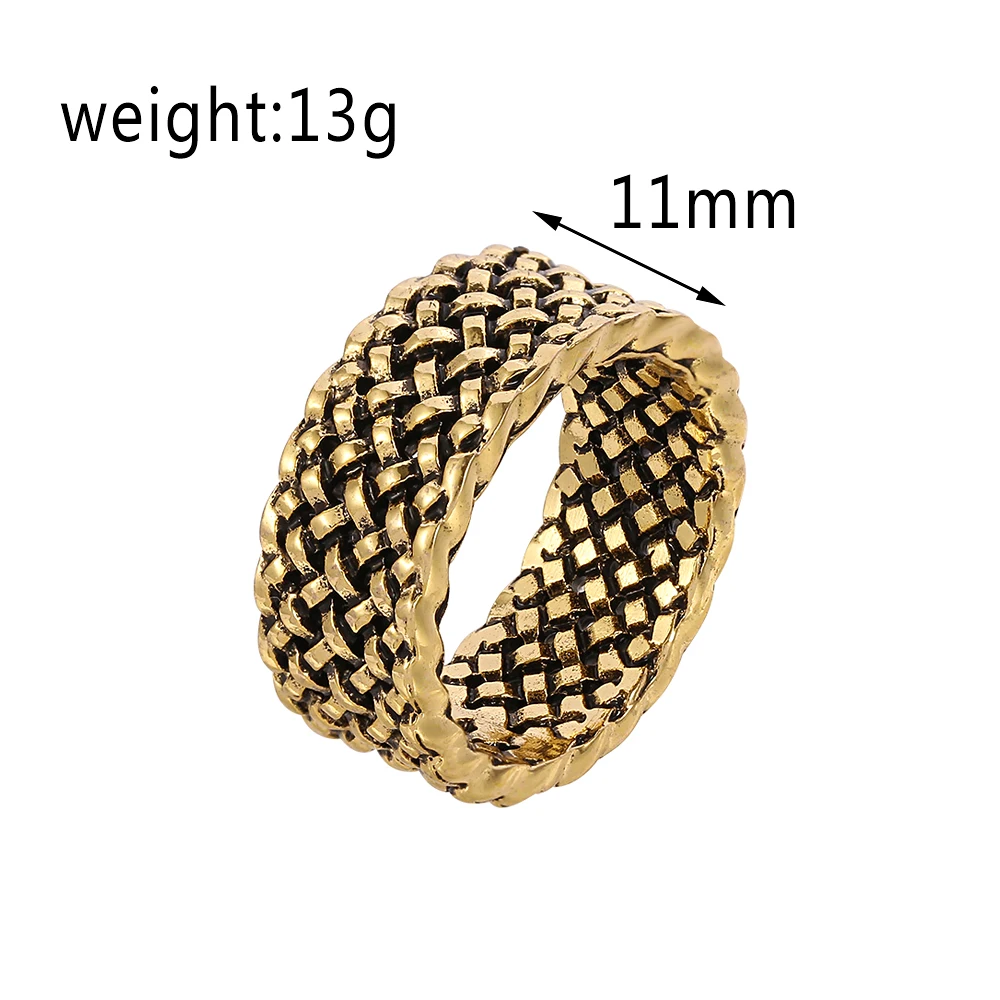 Vintage Punk Braided Twist Rings Creative Infinite Interweaving Male Rock Ring Ancient Golden Party Jewelry Gift For Friends