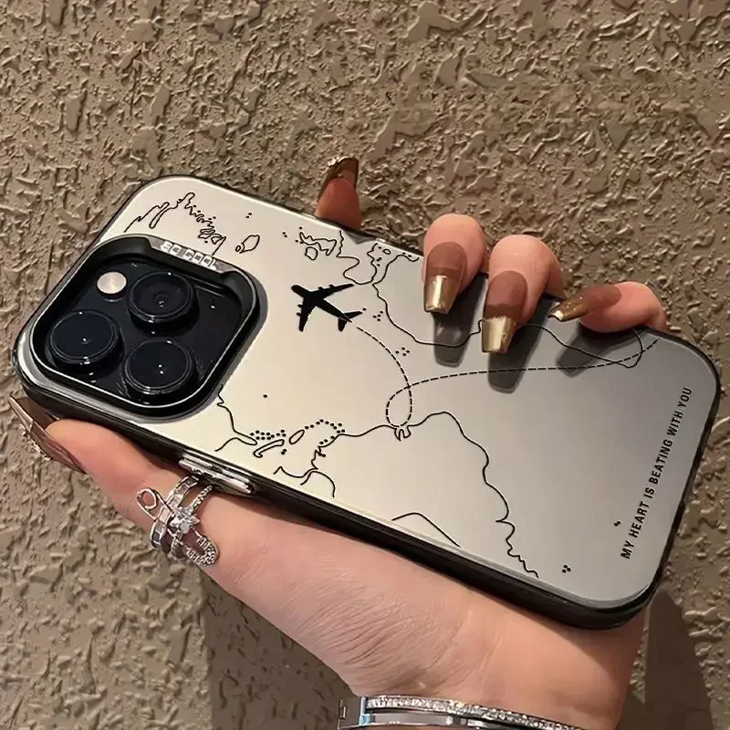 Travel-Inspired Airplane for iPhone 16E 15 Pro Max 11 12 13 Mini 14 XS XR 7 8 Plus Shockproof Screen Protector Casing image 2