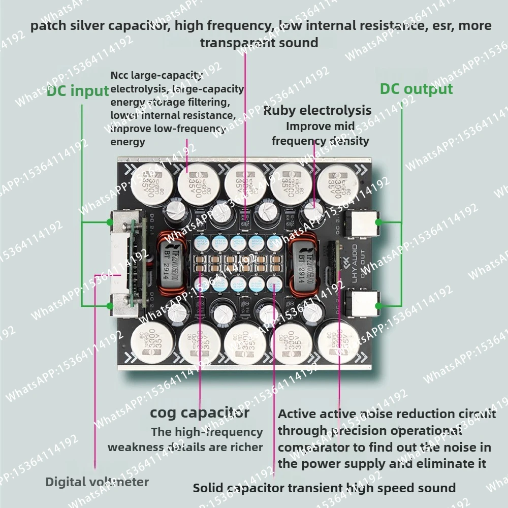 DC 5V-30V 10A CLC Matrix Filtering Suitable for Linear Power Supply Sound Card DAC Amplifier