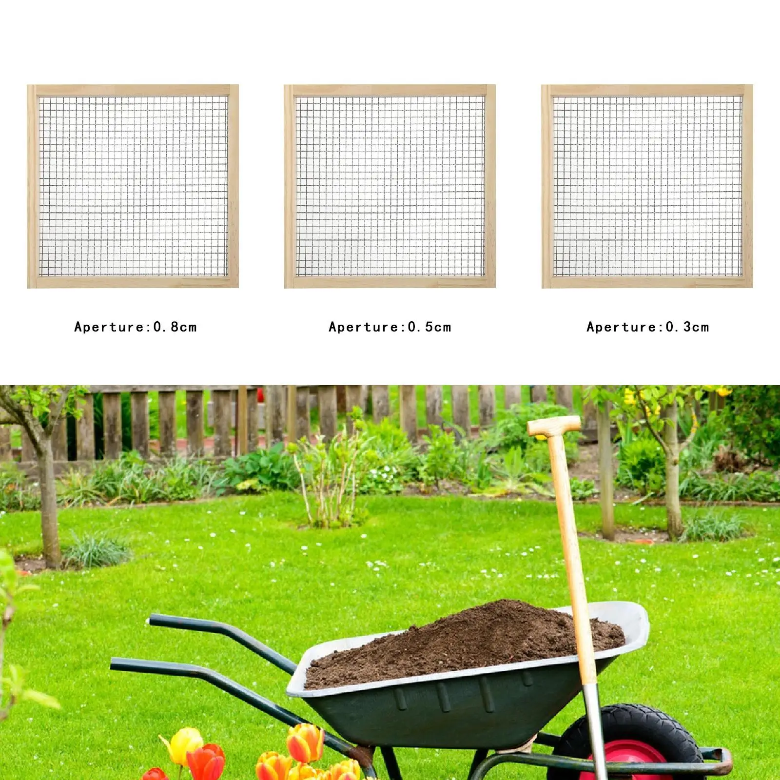 

Garden Soil Sifter, Garden Soil Mesh Equipment, Versatile Sturdy Wooden Gardening Tool Sieve Dirt Sifter for Potted Planting