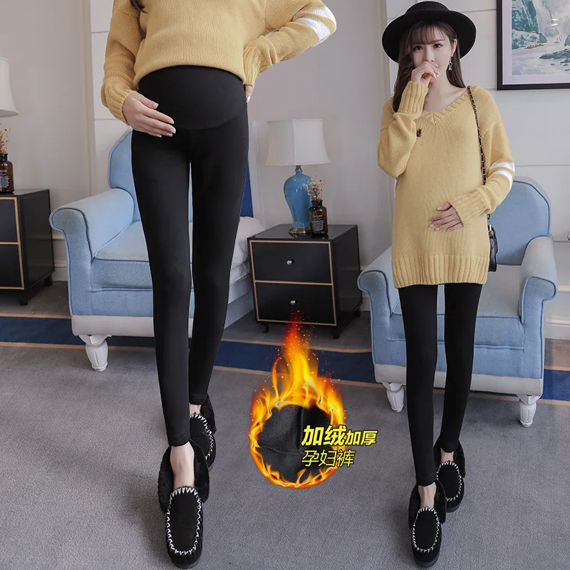 winter leggings for pregnant women Maternity Warm Soft Velvet Pants Pregnancy Inner Wool Clothes Ropa Mujer Embarazada