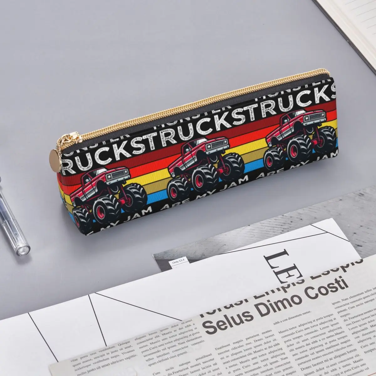 مقلمة Monster Trucks Are My Jam، حقيبة أقلام رصاص، لوازم قرطاسية للتخزين، صندوق أقلام ذو سعة كبيرة، حقيبة أقلام رصاص لهدايا الأطفال #6