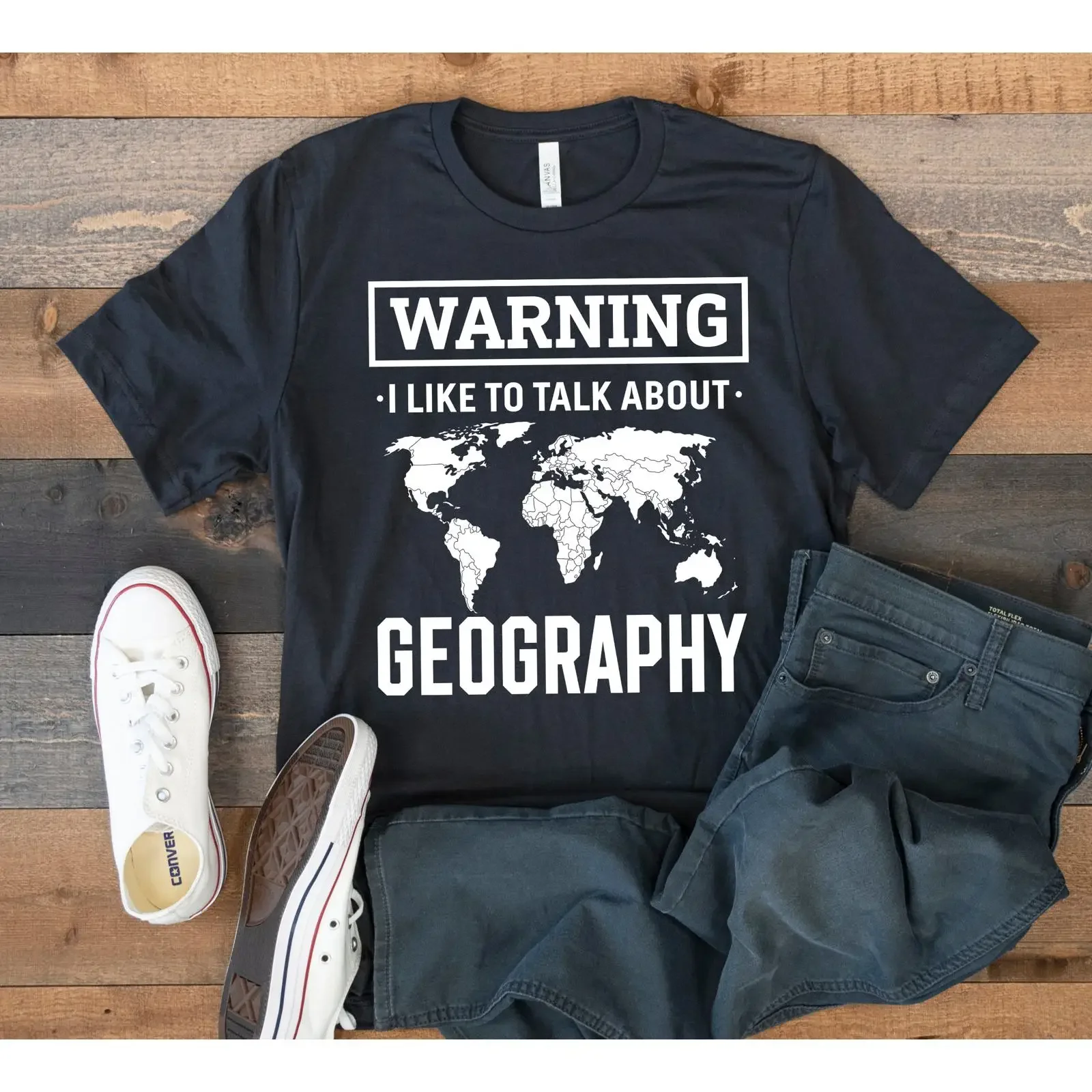 T-shirt d'avertissement géographique amusant pour géographe, sweat à manches longues pour enfants, style vintage délavé, légèrement streetwear, extensible