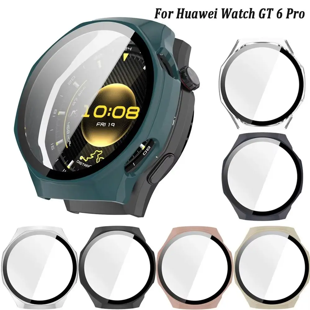 

PC+Tempered Protective Case Full Coverage Hard Screen Protector Anti-Scratch Cover Shell for Huawei Watch GT 6 Pro 46mm