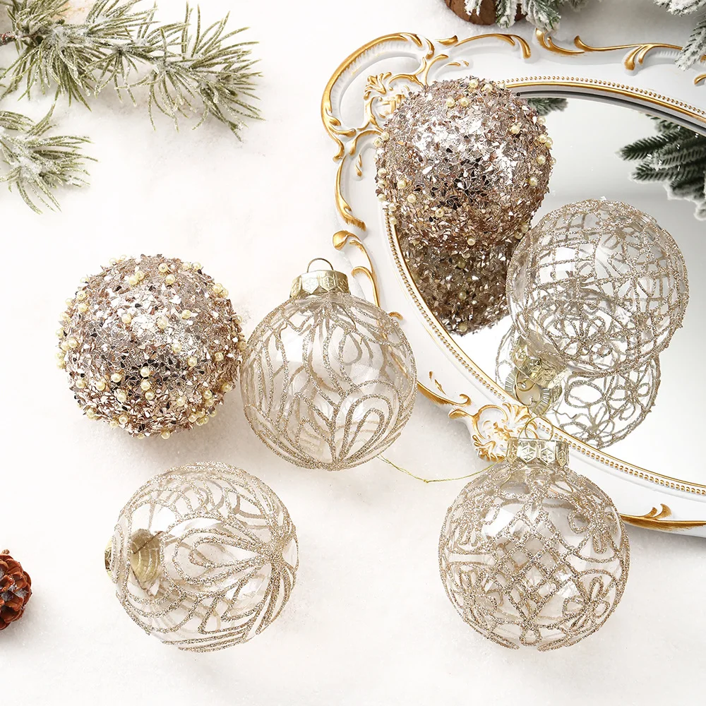 6/8cm 6pcs High-quality Transparent Painted Christmas Ball Set Christmas Decorations Christmas Tree Hanging Ornaments - Image 5