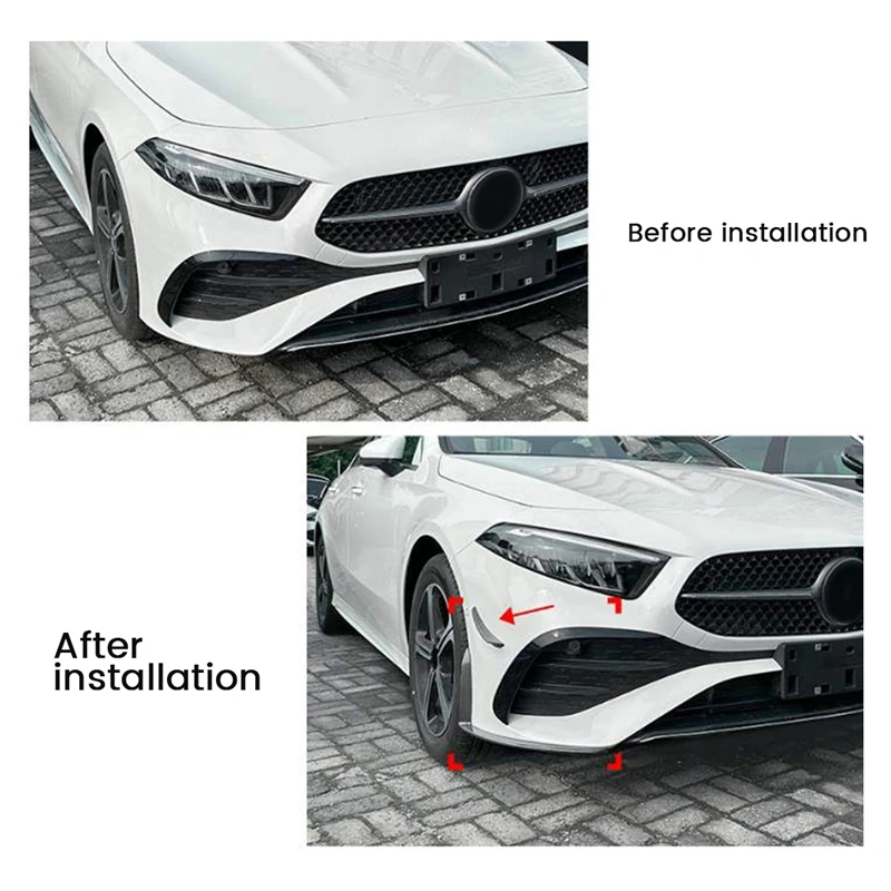 Car Splitter Lip Spoiler Side Wind Knife For Mercedes-Benz A-Class W177 2023+ A180 A200 AMG Side Spoiler Accessories A