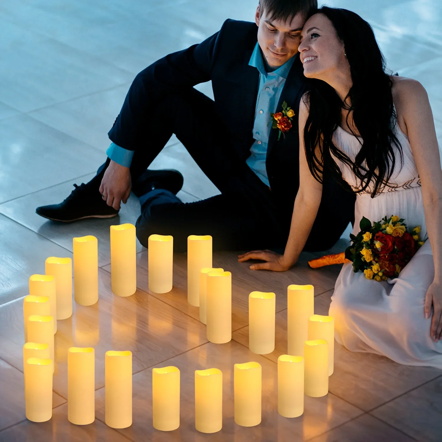 6-48Pcs LED Pillar Candles Wedding Concert Flickering Candle Battery Powered Flameless Candles for Home Decor/Party Supplies