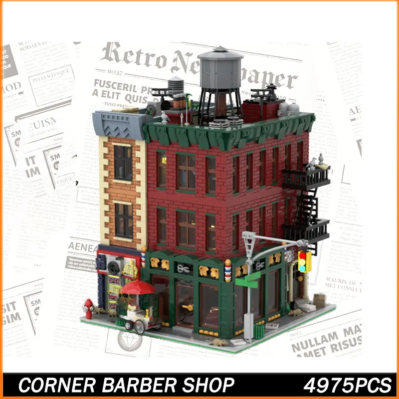

MOC Building Block MOC Street View Corner Barber Shop Model Brick Toys Particle Creative Education Juguetes Xmas Gift 4975PCS