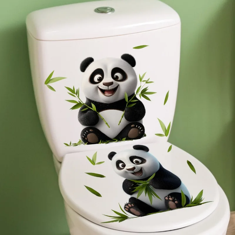 Cute Panda Toilet Seat Stickers Self-adhesive Animal Stickers Toilet Bathroom Decoration Water-proof Decal