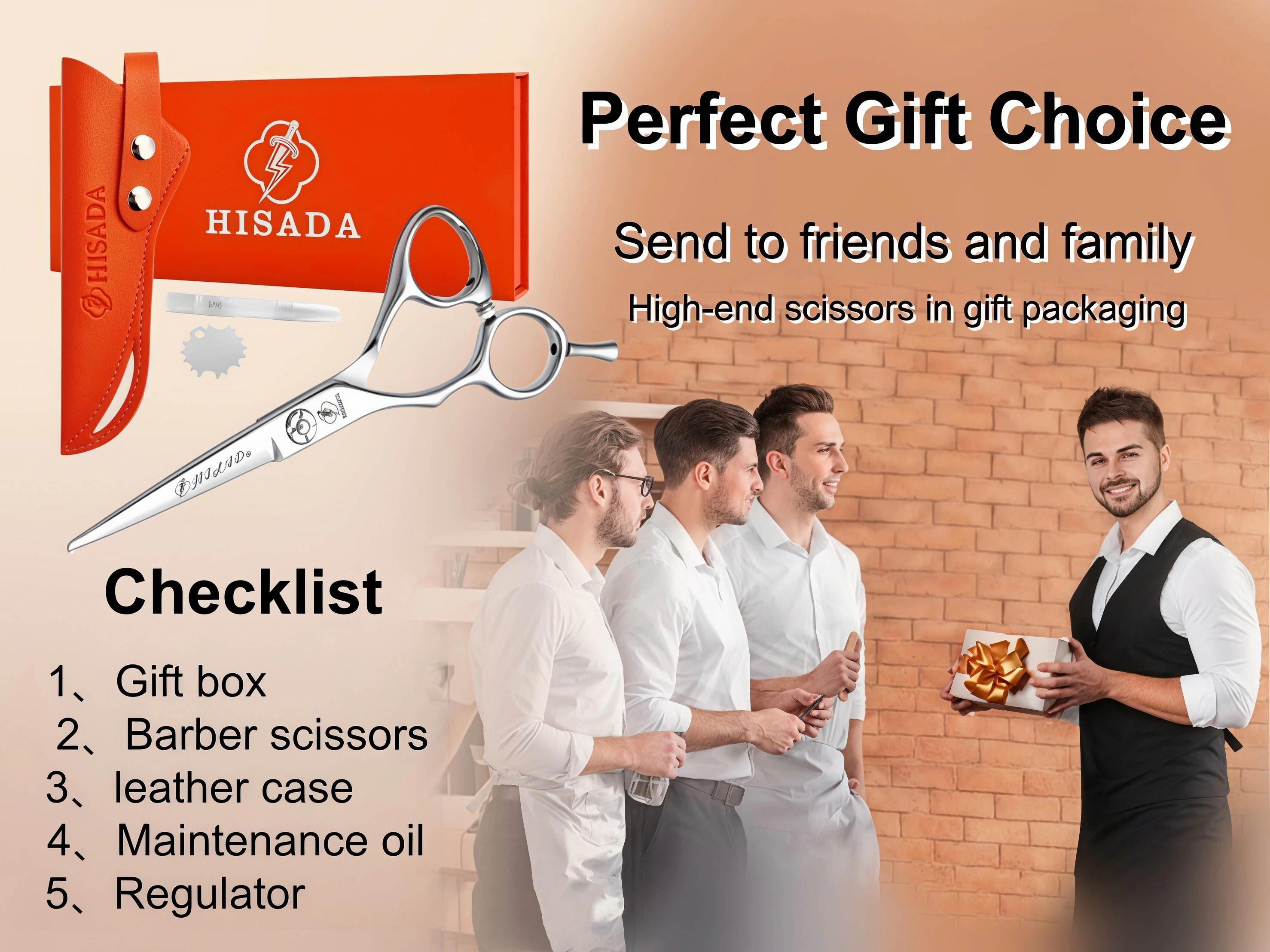 HISADA Left Hand Hair Scissors 5.5 inch Barber Shop Exclusively for Hairstylists VG10 Material Barber Tools