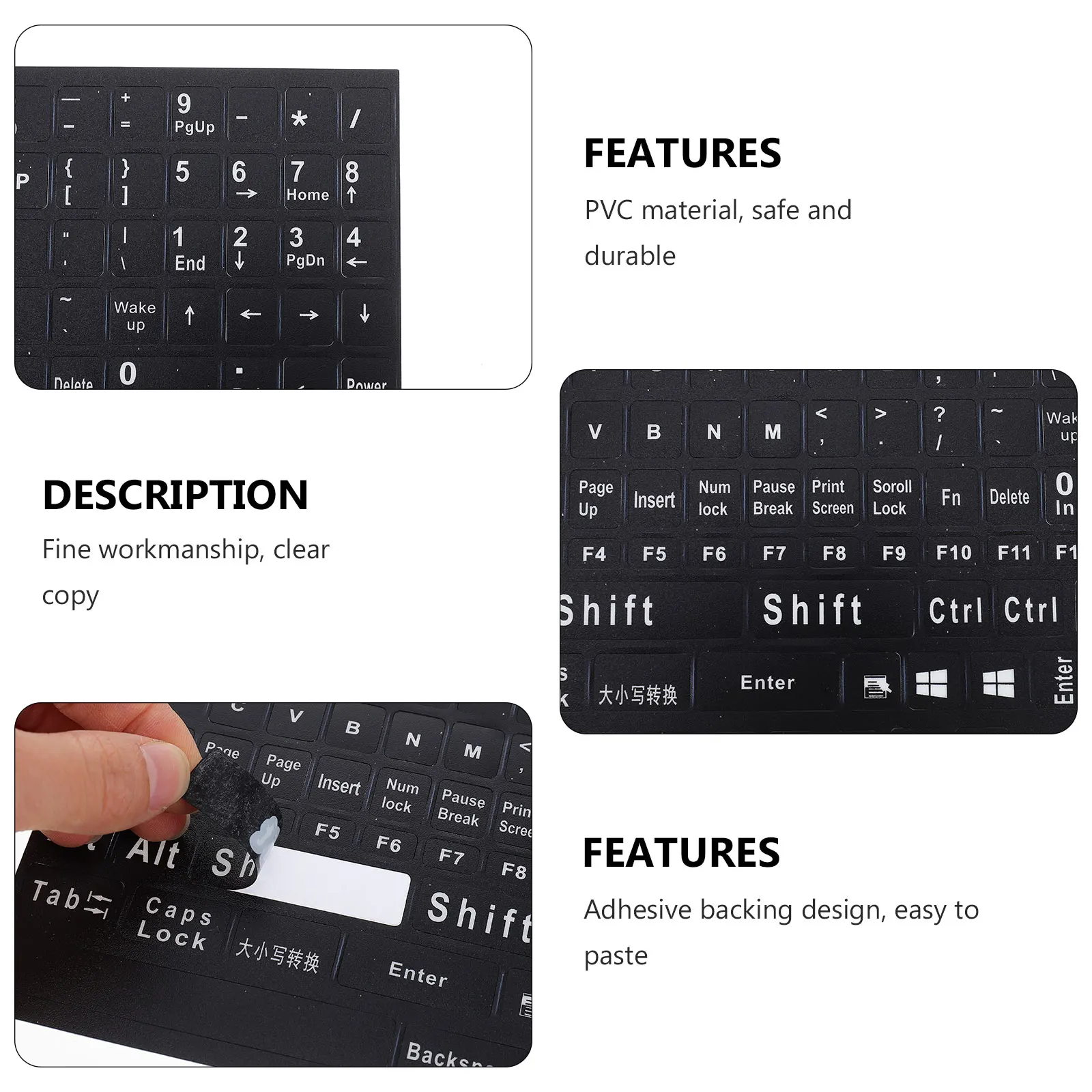 

2pcs English Keyboard Stickers Clear Wear Resistant Full Keyboards Self Adhesive PVC Replacement Notebook Laptop Desktop