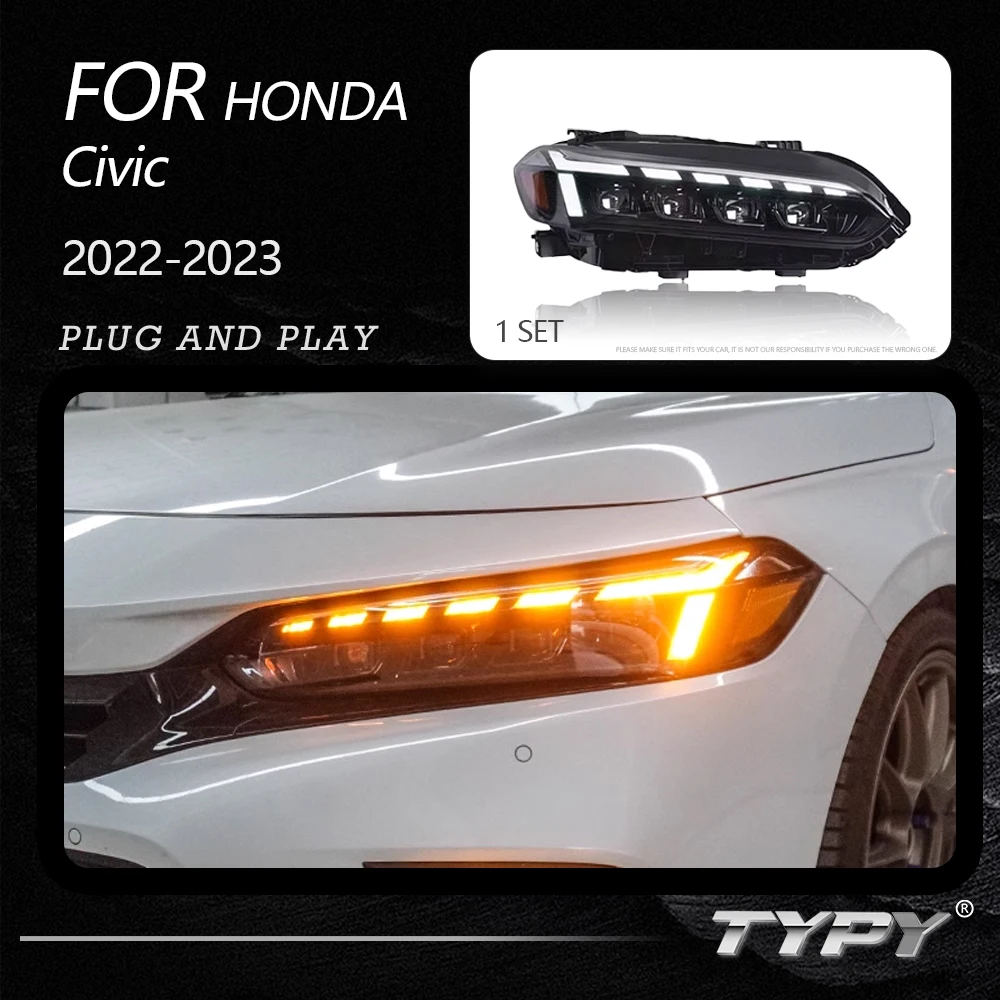 

TYPY Car Headlights For Honda Civic 11th 2022-2023 LED Car Lamps Daytime Running Lights Dynamic Turn Signals Car Accessories