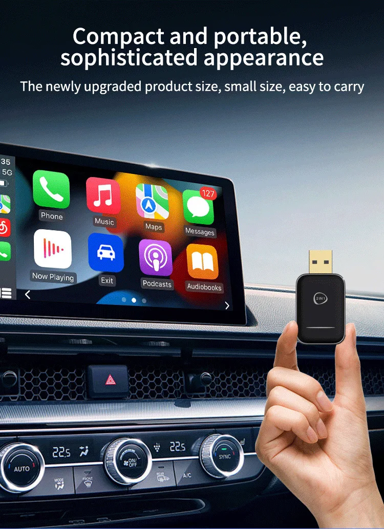 Adapter bezprzewodowy CarPlay Android Auto Plug&Play USB Dongle Bezprzewodowy Dongle do samochodów z przewodowym CarPlay/Android Auto