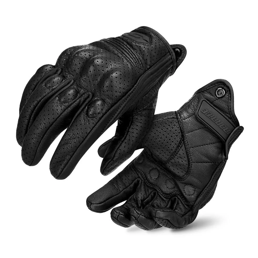 Leather Motorcycle Gloves Summer Breathable Mesh Moto Gloves Touch Function Motorbike Gloves Motocross Off-Road Racing Gloves