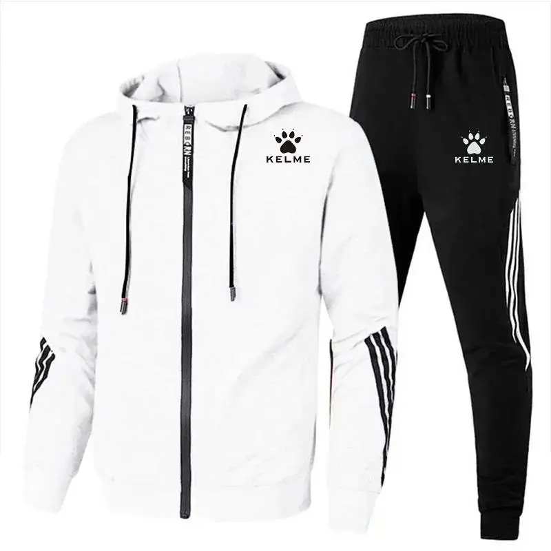 2024brand Kelme men\'s handsome zipper hoodie set 2PCs high quality casual sweatpants fashion sport men M-XXXL tracksuit men