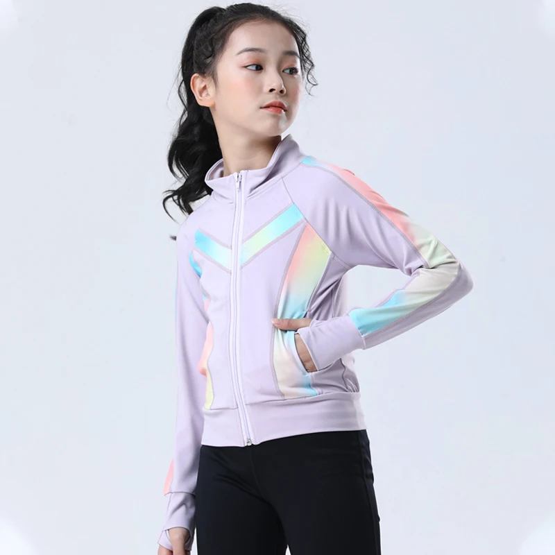 Customized Figure Skating Suits Jacket and Pants Long Trousers for Girl Women Training Ice Skating Warm black pink Mesh sleeve