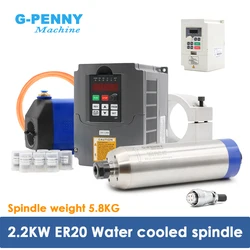 G-Penny 2.2kw ER20 D80 Water Cooled Spindle Bullet type 220v 380v Wood /Stone Working Water Cooling Spindle Motor