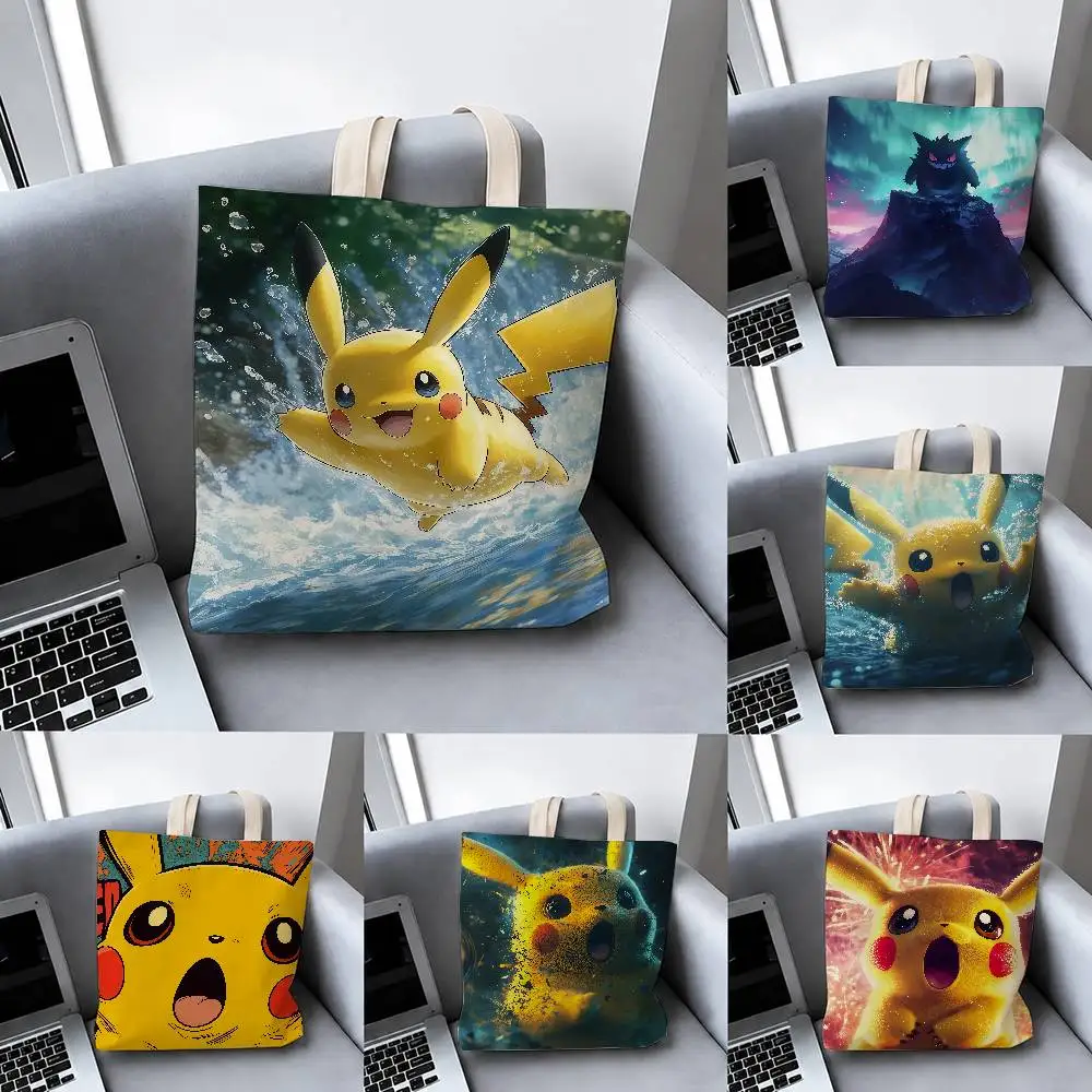 colecao-de-arte-de-anime-pokemon-sacos-de-armazenamento-bolsa-de-viagem-verao-praia-bolsa-de-ombro-sacola-de-compras-reutilizavel-anime