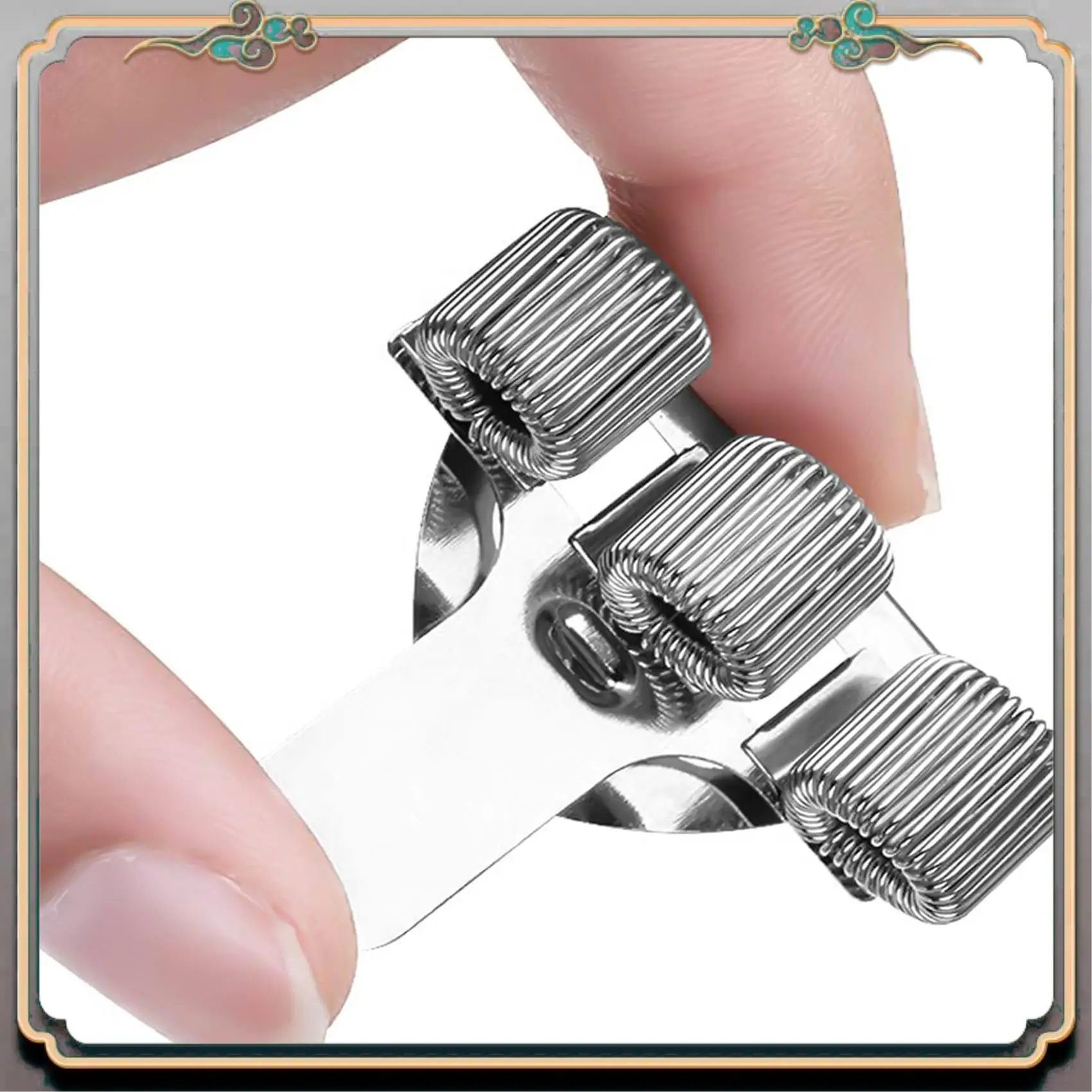 دائم 6 قطع حامل القلم حقيبة الفولاذ المقاوم للصدأ حامل القلم كليب الفضة 3 ثقوب حامل القلم لأجهزة الكمبيوتر المحمول في المنزل والمكتب #2