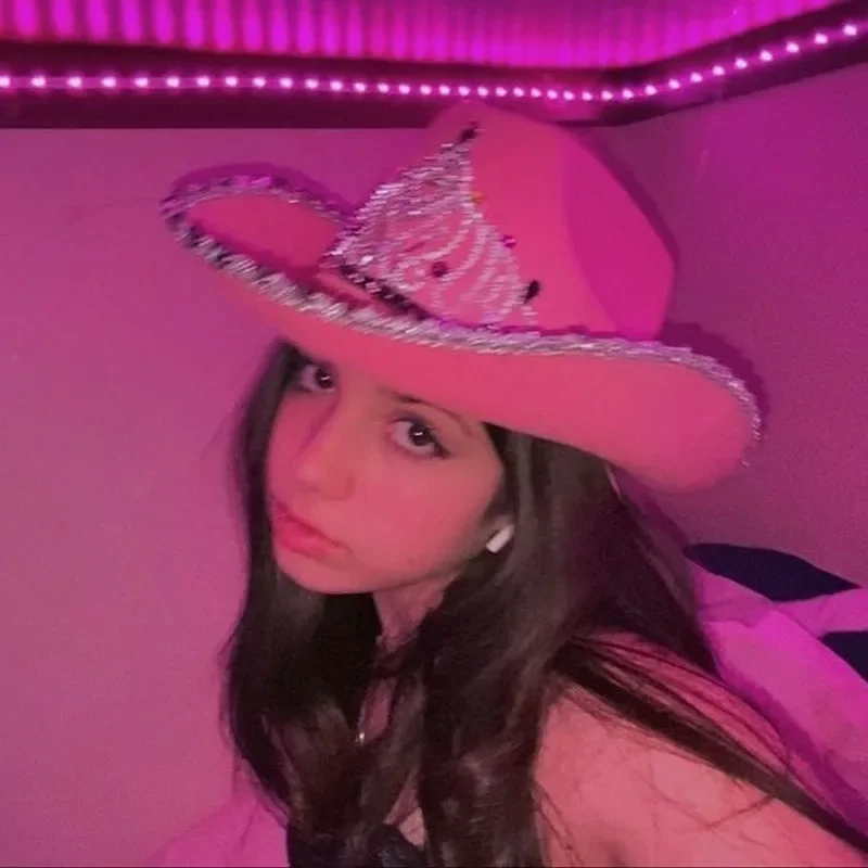 

Single Party Pink Baby Western Cowboy Hat Women's Party Crown Event Carnival Hat