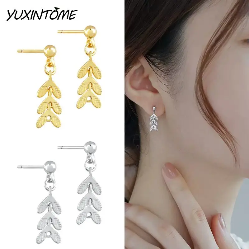 

925 Sterling Silver Ear Needle Simple Cute Leaf Tassel Pendant Earrings Women's Casual Fashion Earrings Ear Accessories Gifts