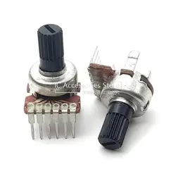 5PCS High Quality 121 Type Double B50K Volume Potentiometer Computer Speaker Radio DVD Recorder B503 6 Pin Shaft 11MM