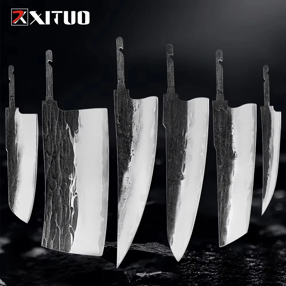 

XITUO Kitchen Knife Blank Triple-layer composite steel 9CR18 core Hand Forged Super sharp Chef Knife Making DIY Knives Blades